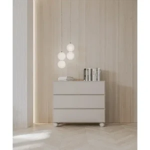 Markenprodukt Kommode auf Kugelfüßen - 3 Schubladen - Beige - 100 cm - CHOCOLATED