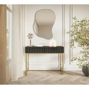 Schminktisch mit zwei Schubladen und goldenem Metallgestell - 110 cm - schwarz - VELDIO Letzte Chance