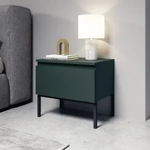 Expressversand Nachttisch, Dunkelgrün mit Metallbeinen - Bemmi