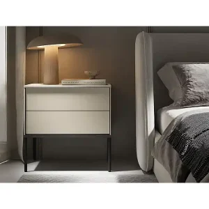 Rabatt Nachttisch mit zwei Schubladen – 56 cm – Creme – BELLEZO