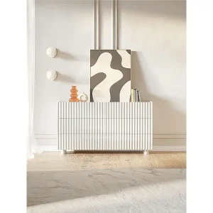 Ausverkauf Sideboard mit sechs Schubladen – Weiß Hochglanz – 147 cm – FIORRA