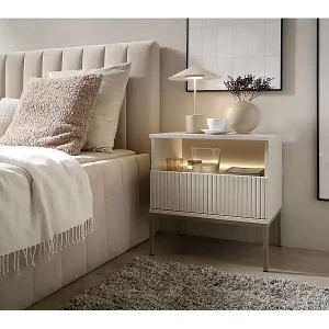 Nachttisch mit Schublade - LED-Beleuchtung - Greige - 54 cm - TOSENA Letzte Chance