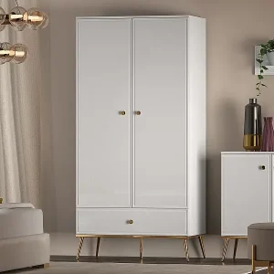 Kleiderschrank 2-türig - 92 cm - Weiß - DARRBY Direktkauf