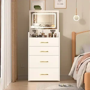 3-in-1 Schminktisch mit offenem Spiegel und 3 Schubladen Kosmetiktisch B60/H118/T40 cm Garantierte Lieferung