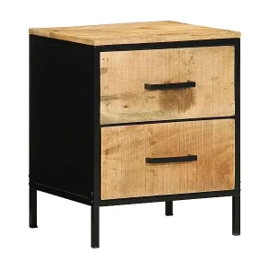Top-Seller Nachttisch Braun und Schwarz 40 x 35 x 50 cm Massivholz Mango