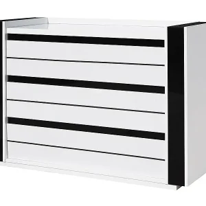 Kommode LINA weiß und schwarz mit LED – 124 x 87 x 50 cm Sonderangebot