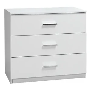 Markenware Kommode PANAREA mit 3 Schubladen und weißen Lackfronten.