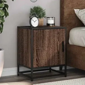 Abverkauf Nachttische 2 Stk. Braun Eichen-Optik Holzwerkstoff Metall