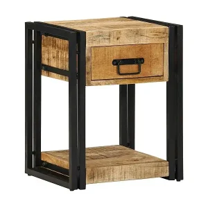 Zertifiziert Nachttisch 40x35x50 cm Raues Massivholz Mango