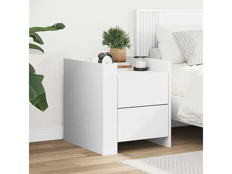 Zertifiziert Nachttisch Weiß 45x50x50 cm Holzwerkstoff