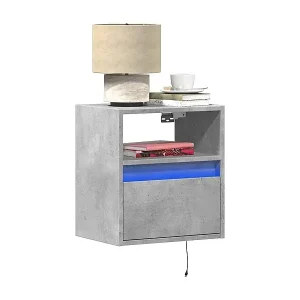 Wand-Nachttische mit LED-Leuchten 2 Stk. Betongrau Neuheit