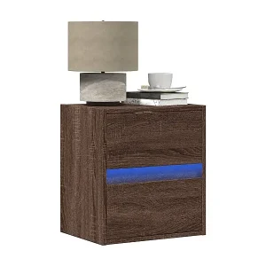 Wand-Nachttisch mit LED-Leuchten Braun Eichen-Optik Ausverkauf