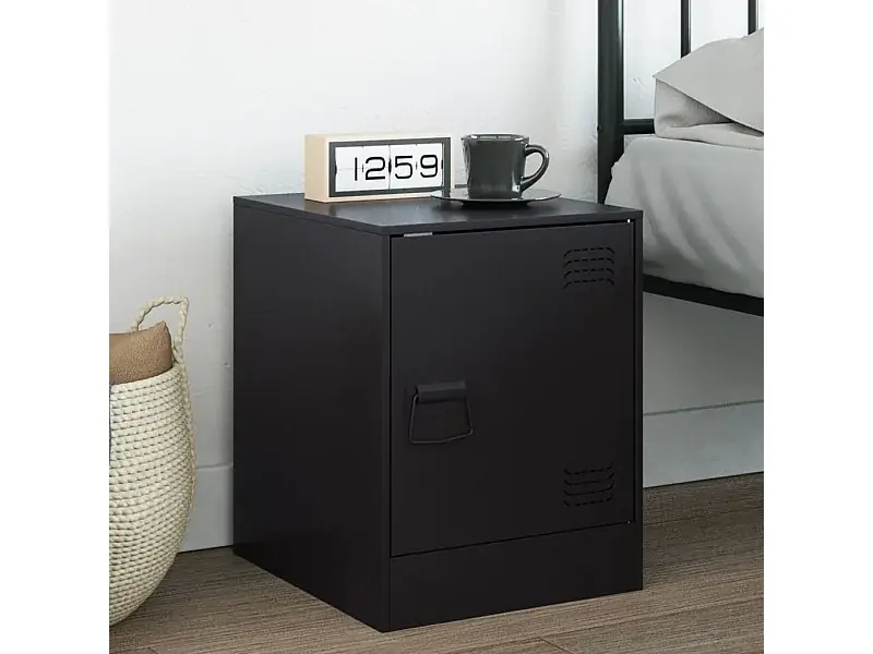 Zertifiziert Nachttisch Schwarz 34,5x39x44 cm Stahl