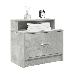 Bestpreis Nachttische mit Schublade 2 Stk. Betongrau 51x31x47 cm