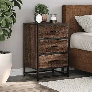 Abverkauf Nachttisch Braun Eichen-Optik 40x34,5x60cm Holzwerkstoff Metall