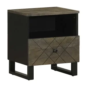 Wochenendangebot Nachttisch Schwarz 40x33x46 cm Massivholz Mango