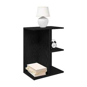 Zertifiziert Nachttisch Schwarz Eichen-Optik 46,5x29x61 cm Holzwerkstoff