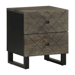 Zertifiziert Nachttisch Schwarz 40x33x46 cm Massivholz Mango