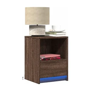 Top-Seller Nachttische mit LED-Leuchten 2 Stk. Braun Eiche Holzwerkstoff