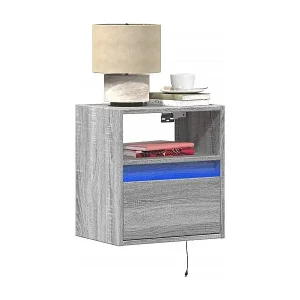 Wand-Nachttisch mit LED-Leuchten Grau Sonoma Jetzt Kaufen