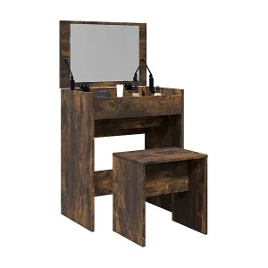 Zertifiziert Schminktisch mit Hocker Räuchereiche 60x40x113,5 cm
