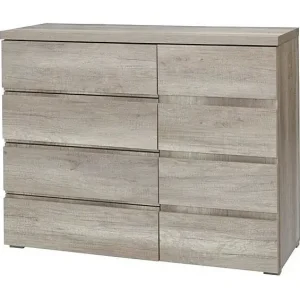 Kommode ROMI – 4 Schubladen und 1 Tür – Farbe Eichen-Dab-Canyon – L110 × B43,5 × H87,5 cm – Schlafzimmer für Erwachsene Kostenloser Versand