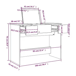 Begrenztes Angebot Schminktisch mit Spiegel Sonoma-Eiche 100x45x76 cm