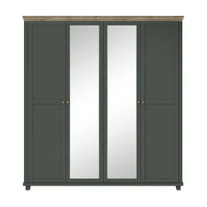Schrank 200x220 mit 4 Türen. Farbe Khakigrün und Eiche. Kollektion ASSIA. Bestseller