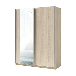 Schwebetürenschrank mit Spiegel - Serie GOZU - Farbe Sonoma-Eiche - 150 x 198 x 62 cm Kostenloser Versand
