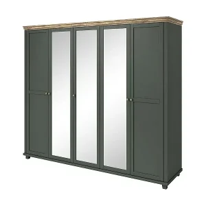 Preisknaller Schrank 250x220 mit 5 Türen. Farbe Khakigrün und Eiche. Kollektion ASSIA.