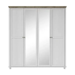 Kracherpreis Schrank 200x220 mit 4 Türen. Farben Weiß und Eiche. Kollektion ASSIA