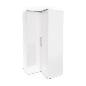 Letzte Chance Eckschrank für Ankleidezimmer aus der Kollektion MODULO, Farbe Weiß mit integrierten LEDs.