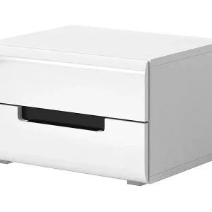 Preis Gesenkt Nachttisch mit zwei Schubladen aus der Kollektion LUCIA. Farbe Weiß.
