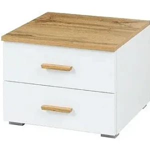 Billig Set aus 2 Nachttischen WOOD mit 2 Schubladen in Eichen- und Alpinweiß-Farbe