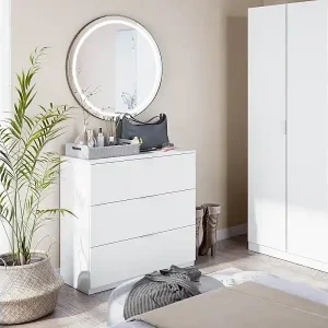 Kommode 3 Schubladen weiß 80x70x38cm Expressversand