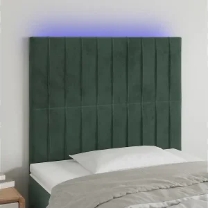 Abverkauf LED Kopfteil Dunkelgrün 80x5x118/128 cm Samt