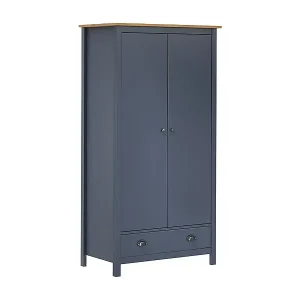 Top-Seller Kleiderschrank mit 2 Türen Hill Grau 89x50x170 cm Kiefernholz