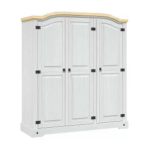 Wochenendangebot Kleiderschrank Mexiko-Stil Kiefernholz 3 Türen Weiß