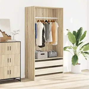 Zertifiziert Kleiderschrank Sonoma-Eiche 100x50x200 cm Holzwerkstoff