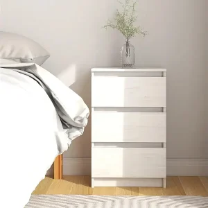 Beliebt Nachtschrank Weiß 40x29,5x64 cm Massivholz Kiefer