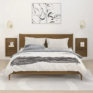 Wand-Nachttische 2 Stk. Honigbraun Massivholz Kiefer Abverkauf