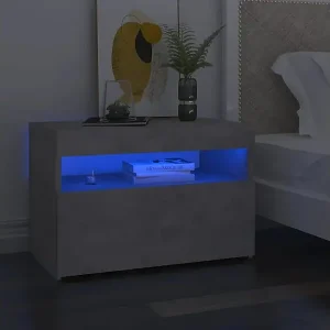 Aktuell Nachttisch mit LED-Leuchten Betongrau 60x35x40 cm