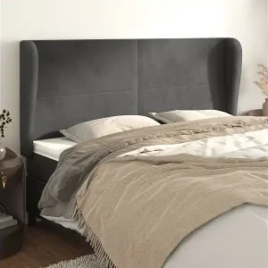 Bestpreis Kopfteil mit Ohren Dunkelgrau 163x23x118/128 cm Samt