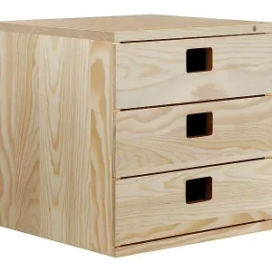 Geprüft Ordnungskiste mit 2 Schubfächern aus massivem Kiefernholz "Dinamic"