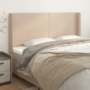 Bestpreis Kopfteil mit Ohren Cappuccino-Braun 163x16x118/128cm Kunstleder