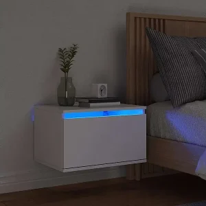 Wand-Nachttisch mit LED-Leuchten Weiß Sofort Bestellen