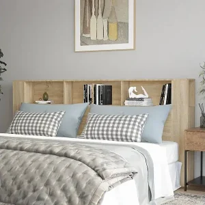 Ausverkauf Kopfteil mit Ablagen Sonoma-Eiche 220x18,5x104,5 cm