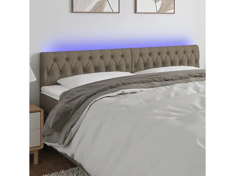 Zertifiziert LED Kopfteil Taupe 200x7x78/88 cm Stoff