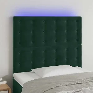 Aktuell LED Kopfteil Dunkelgrün 100x5x118/128 cm Samt