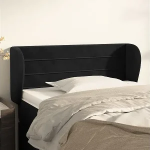 Begrenztes Angebot Kopfteil mit Ohren Schwarz 83x23x78/88 cm Samt